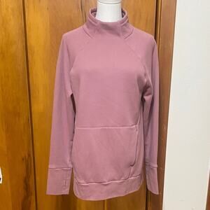 Fabletics Pink Mock Neck Sweatshirt Top Front Pocket Thumbholes Athleisure Park